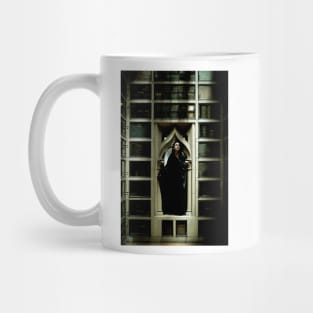 Dark Academia Alternative Gothic Model In Ancient Library Mug